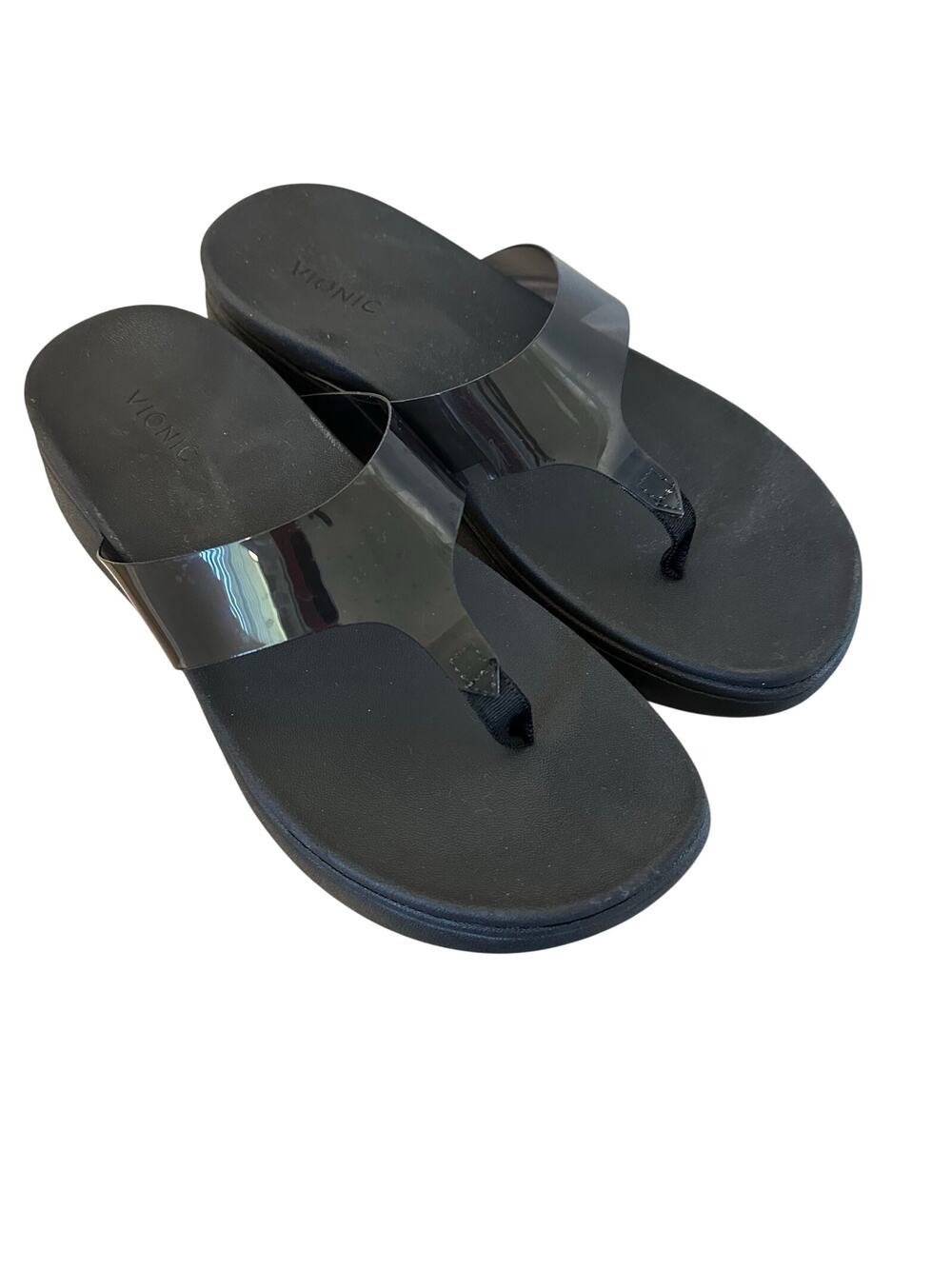 Vionic Luminous High Tide Wedge Platform Sandals Black Size 8